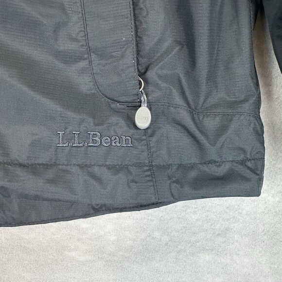 LL Bean Stowaway Gore-Tex Rain Jacket Womens Small Black Hooded Zip Up Hiking - Picture 5 of 16
